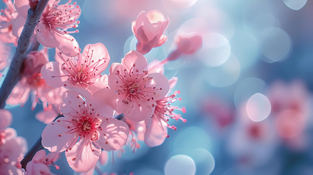 创意春天粉红色的樱花梦幻背景