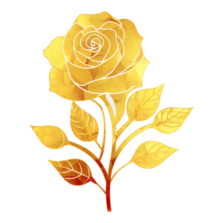 创意金箔剪纸玫瑰花装饰元素金色植物