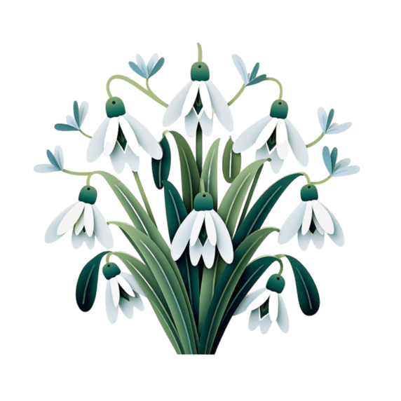 创意素材卡通植物花朵白色雪兰花元素立体免抠图案