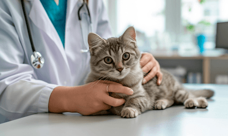 创意宠物医院医疗健康猫咪兽医在检查宠物