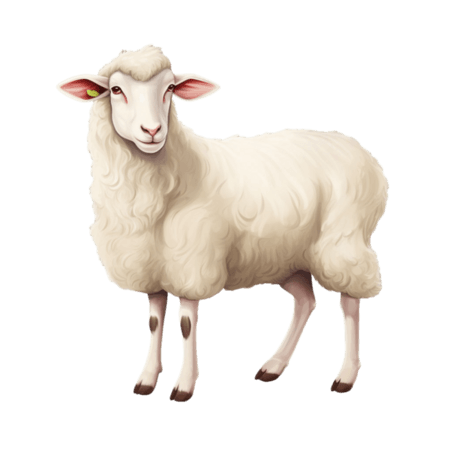 创意造型憨厚绵羊元素免抠图案动物畜牧业