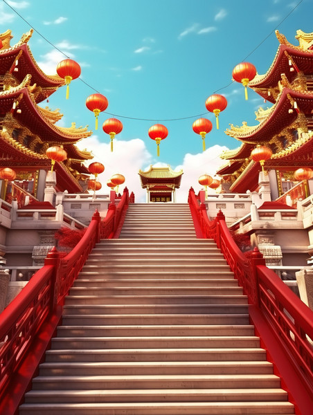 创意春节传统建筑的年货节中式中国风背景