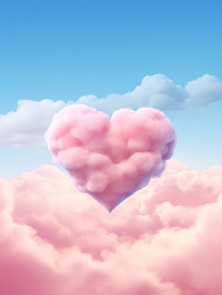 创意粉红色心形云情人天空云朵爱心节8