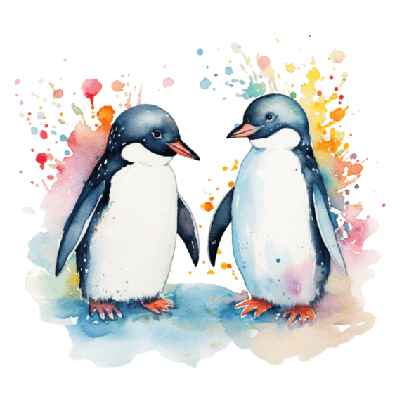 创意真实可爱企鹅卡通动物元素免抠图案