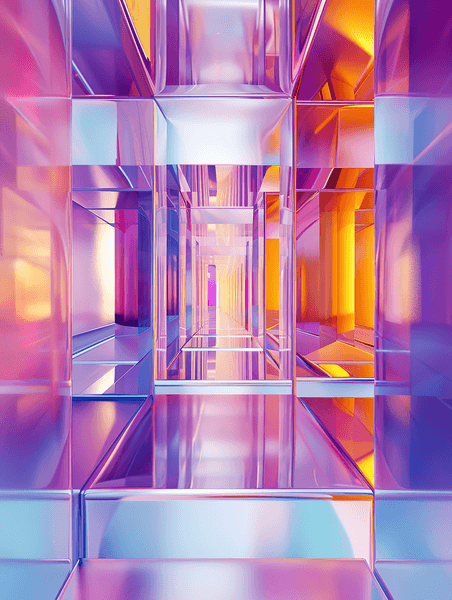 创意紫色和蓝色未来都市感抽象玻璃城市空间设计