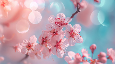 创意春天粉红色的樱花植物春季