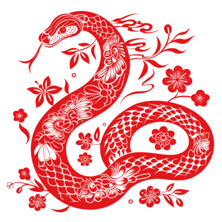 创意窗花红色剪纸风传统十二生肖蛇