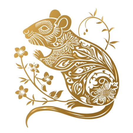 创意金色传统剪纸十二生肖鼠金箔动物png图片