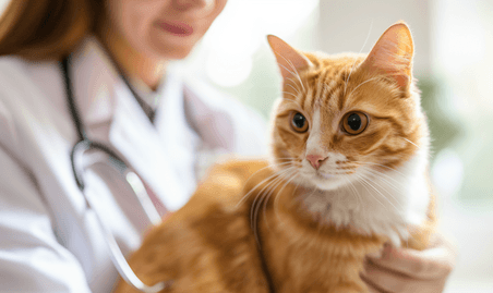 创意女性动物医院宠物医生给布偶猫咪体检特写