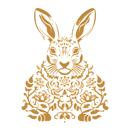 创意金色金箔动物剪纸风传统十二生肖兔子免抠元素