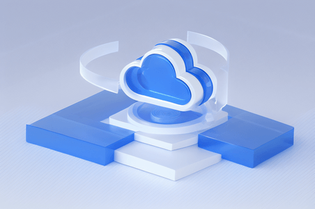 创意蓝色商务金融3D立体ICON图标云端科技蓝色背景9