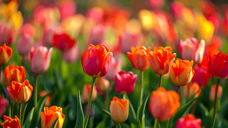 创意盛开的美丽郁金香花园植物花卉花朵春天