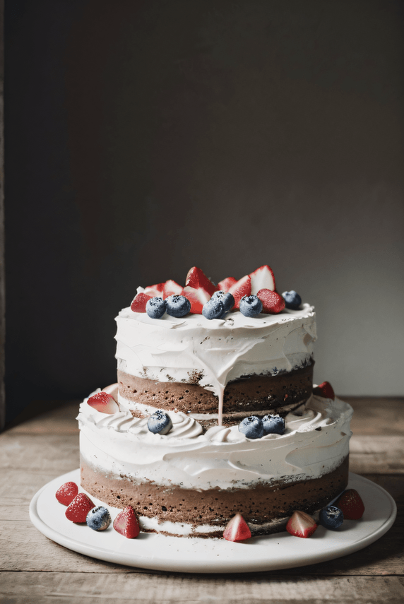 创意一个水果奶油生日蛋糕摄影图4