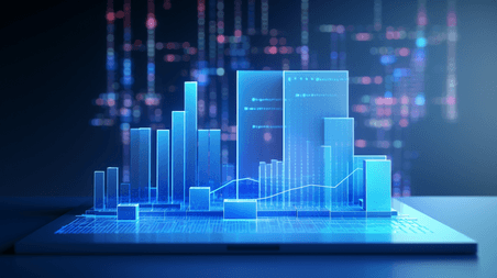 创意蓝色商业数据分析和金融科技立体背景图27