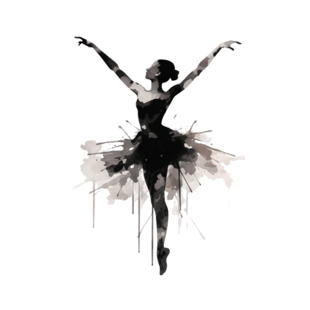 创意特色芭蕾影子女人剪影水墨风跳舞元素免抠图案