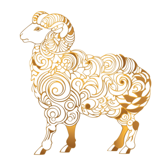 金色纹理动物剪纸风创意十二生肖山羊金箔元素手绘