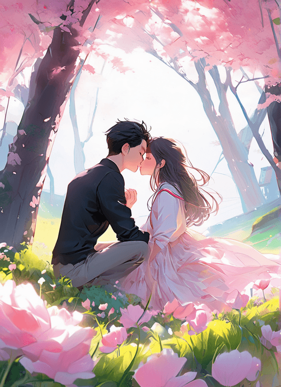 双人互动插画视频樱花动漫