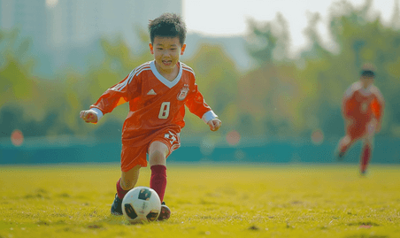 创意青年足球队玩足球游戏的年轻男孩亚洲儿童