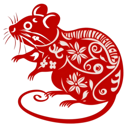 创意红色窗花动物传统剪纸十二生肖鼠素材