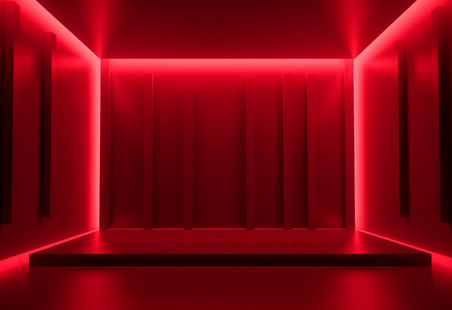 创意红色现代感边框造型创意情人节几何霓虹灯背景1