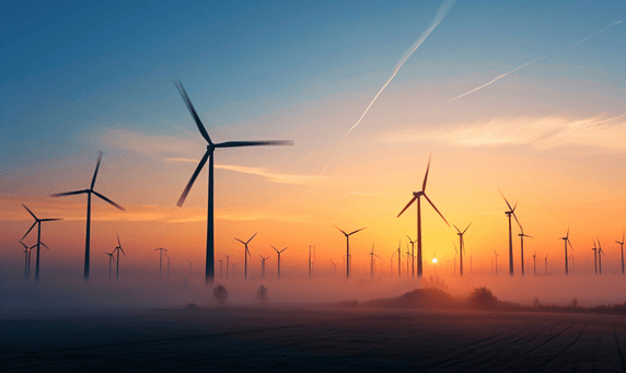 创意清洁能源风力发电4新能源夕阳落日风车