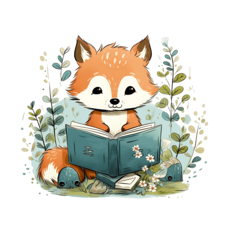 创意合成小动物学习绘本可爱童话元素狐狸免抠图案