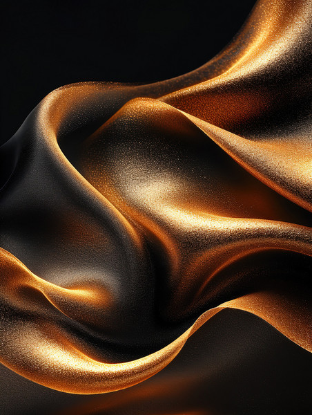 创意流动的沙子金色黑色抽象商务黑金丝绸背景