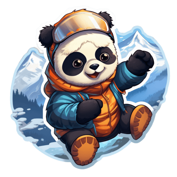 创意创意运动熊猫冬天冬季国宝动物元素免抠图案