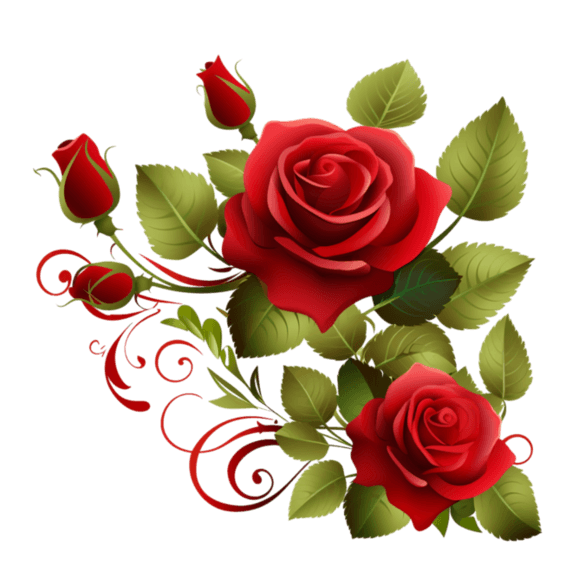 创意两朵红玫瑰花情人节植物装饰元素