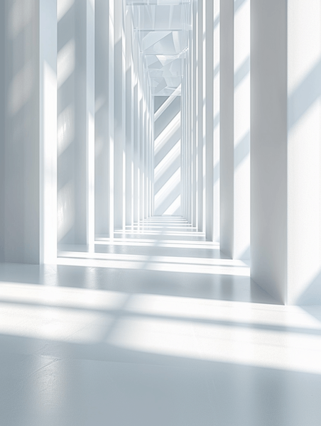 创意抽象三维室内背景渲染简约白色光影通道