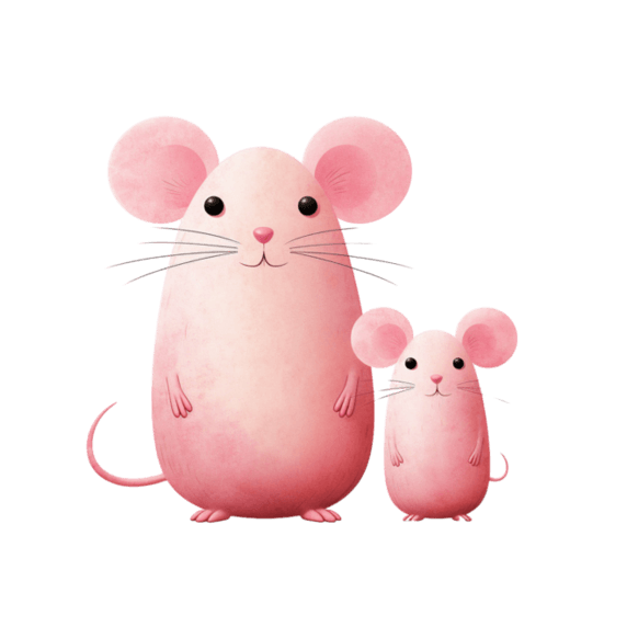 创意简单卡通动物粉色老鼠元素免抠图案