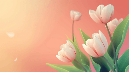 创意粉色浪漫春天春季花朵植物郁金香春天里户外阳光下草坪上花朵开放的背景18