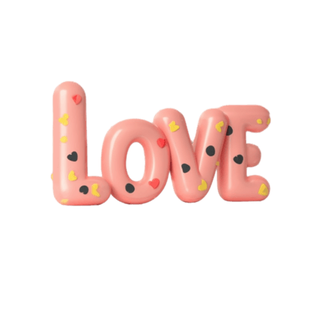 创意情人节粉色3D英文文字LOVEPNG素材