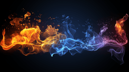 创意彩色烟雾流线渐变火焰撞色燃烧背景