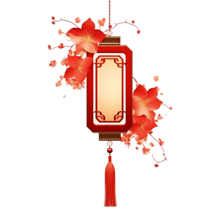 创意特色红色灯笼元素免抠图案春天元宵节