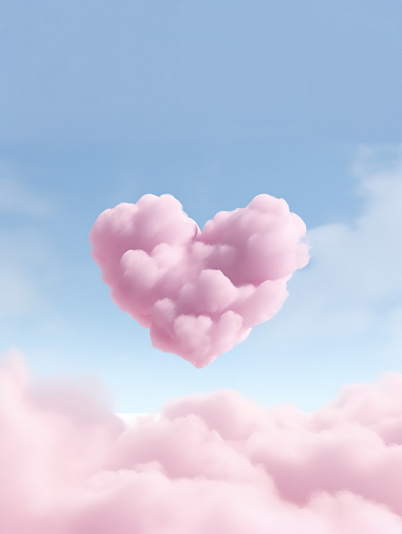 创意粉红色心形云情人节天空云朵爱心14