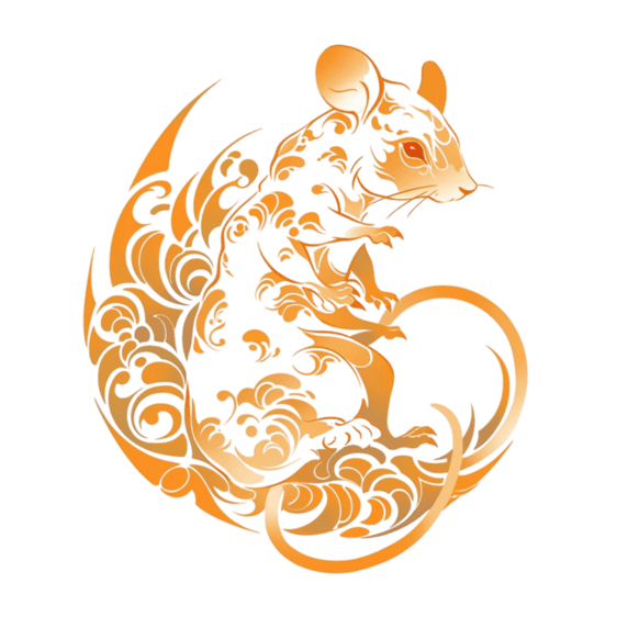 创意十二生肖鼠剪纸金箔元素手绘金色纹理动物