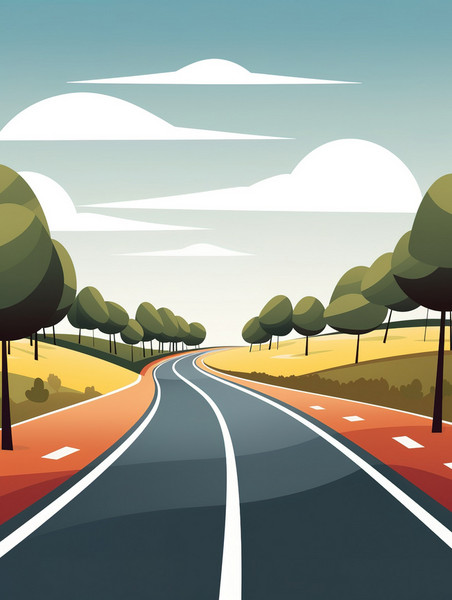 创意简约的道路公路卡通插图