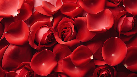 创意红玫瑰花瓣情人节浪漫花瓣平铺图设计图