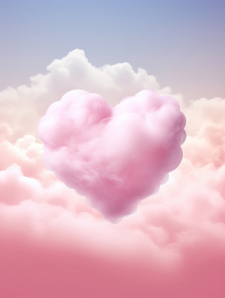 创意粉红色天空云朵爱心心形云情人节海报6