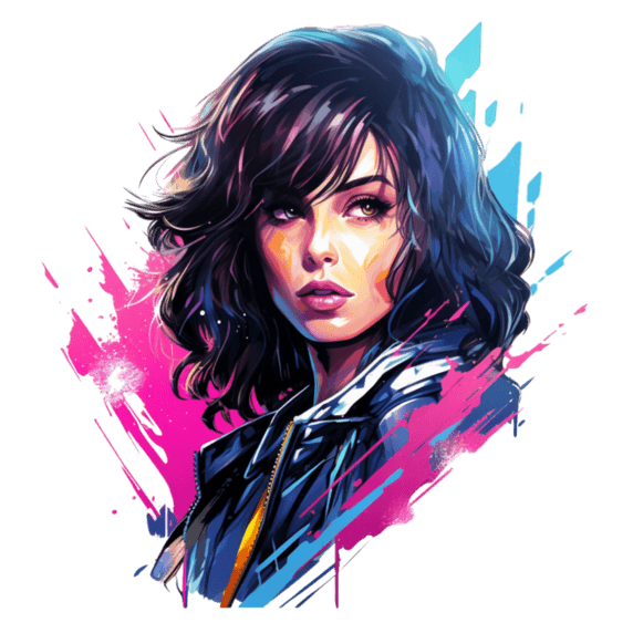 创意素材创意人物赛博朋克个性美女元素免抠图案