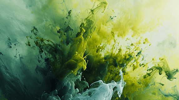 创意绿色水彩渲染唯美飞溅渐变春天油彩朦胧背景