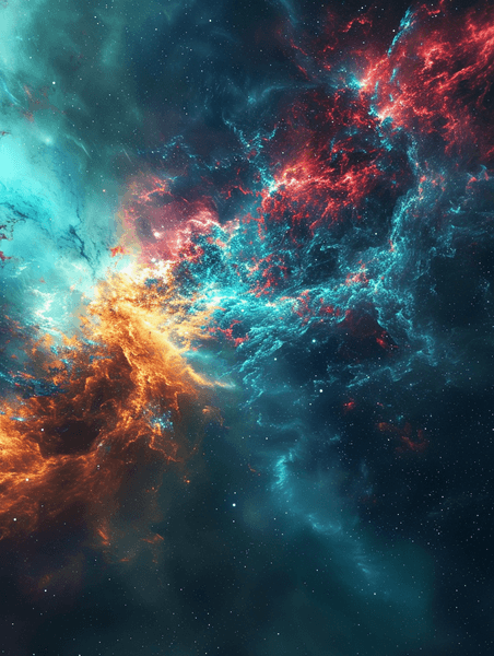 创意科幻抽象粒子银河五彩斑斓烟雾感画面背景14