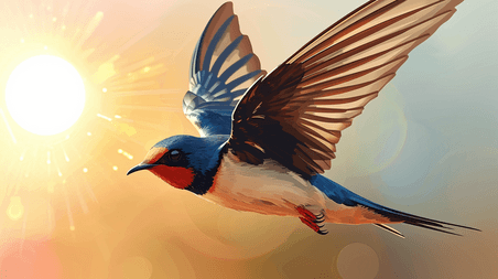 创意飞在桃花间的燕子动物飞禽插画21