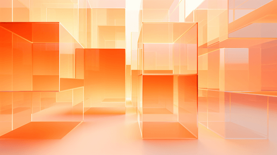创意橙色立体空间背景抽象商务艺术透明玻璃风