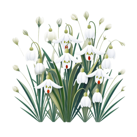 创意绘画白色雪兰花元素植物花朵