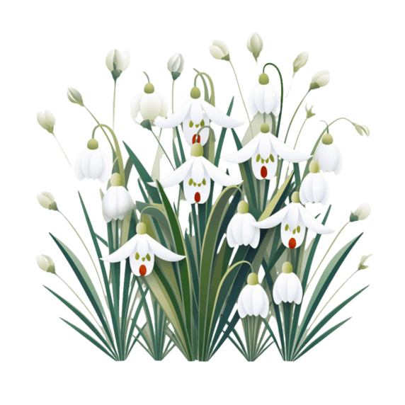 创意绘画白色雪兰花元素植物花朵