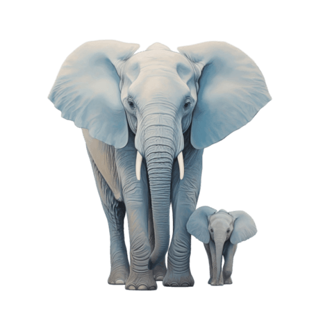 创意装饰水彩动物卡通小象白色大象元素免抠图案
