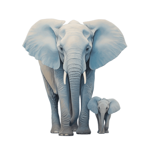创意装饰水彩动物卡通小象白色大象元素免抠图案