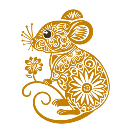 创意金箔动物金色传统剪纸十二生肖鼠png图片